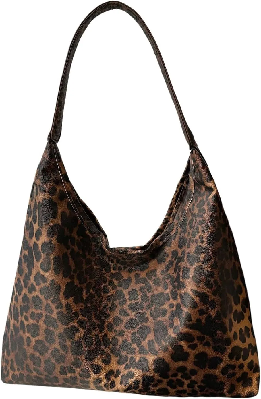 QWINEE Women's Large Capacity Open Top Shoulder Bag Faux Leather Retro Vintage Hobo Handbag