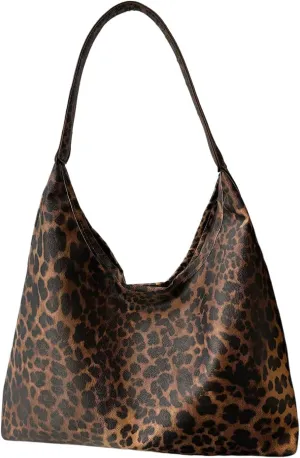 QWINEE Women's Large Capacity Open Top Shoulder Bag Faux Leather Retro Vintage Hobo Handbag