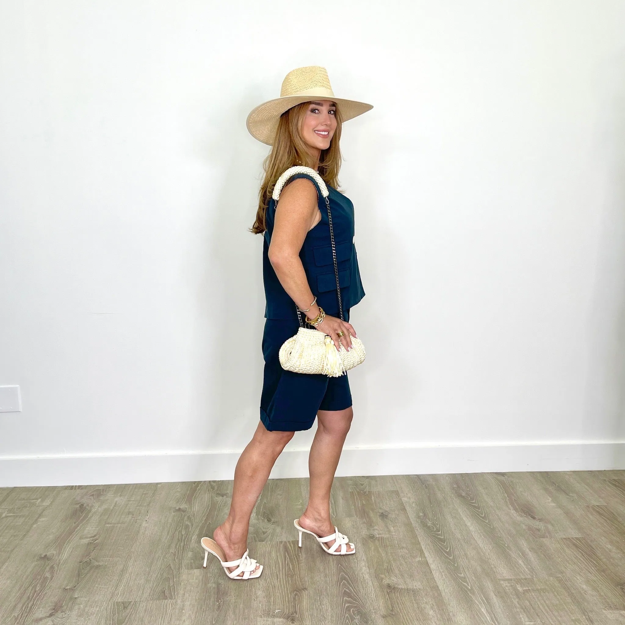 Rapallo Blu Notte Linen Blend Shorts