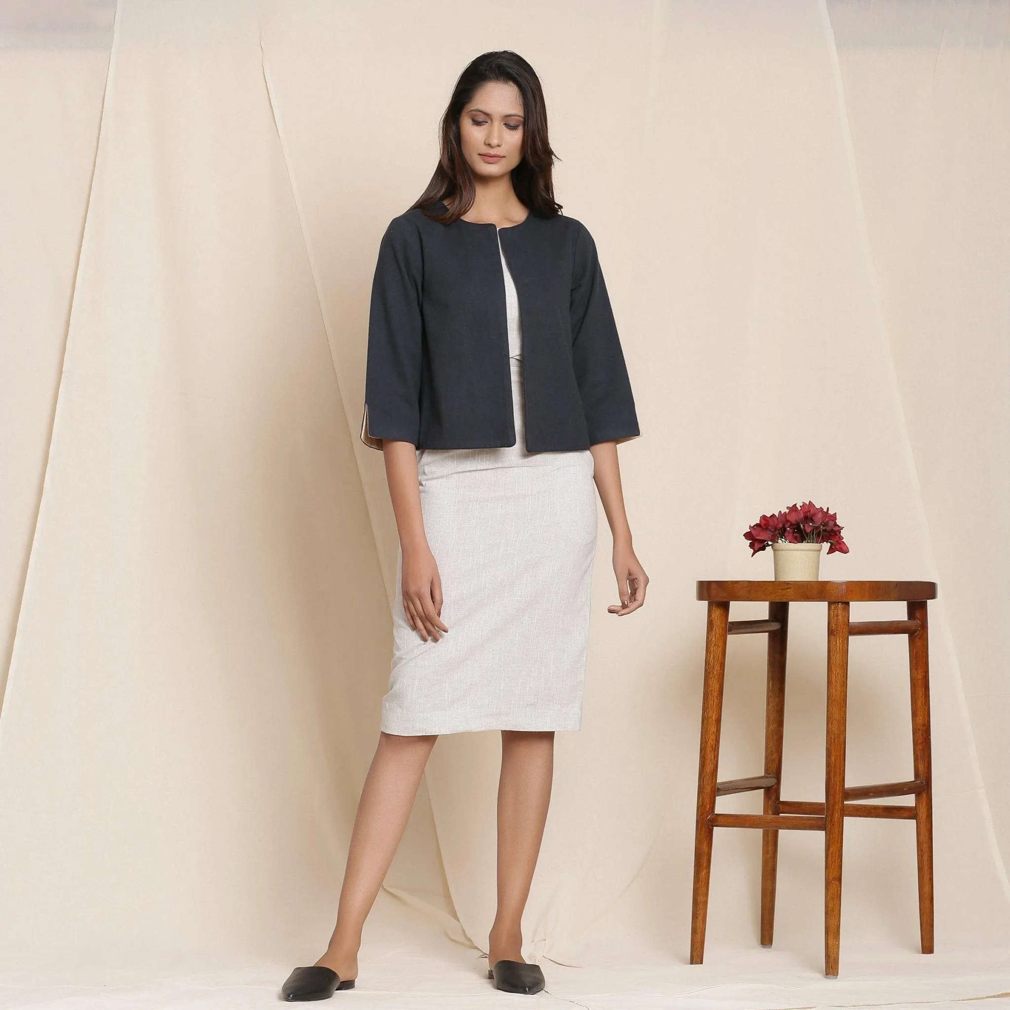 Reversible Warm Cotton Flannel Short Jacket