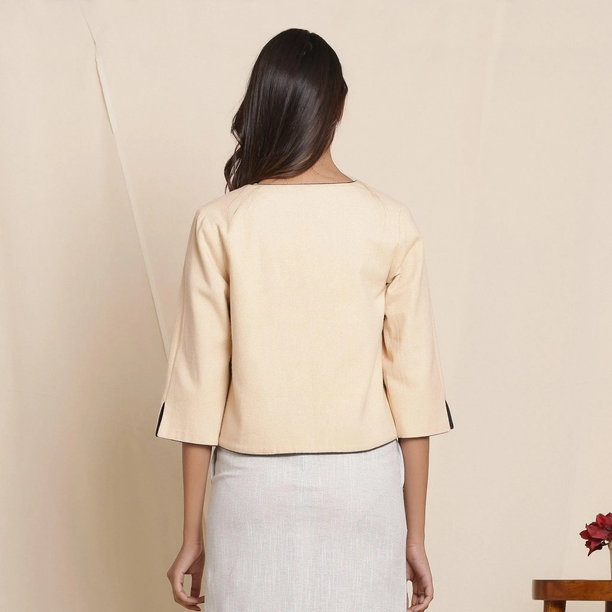 Reversible Warm Cotton Flannel Short Jacket