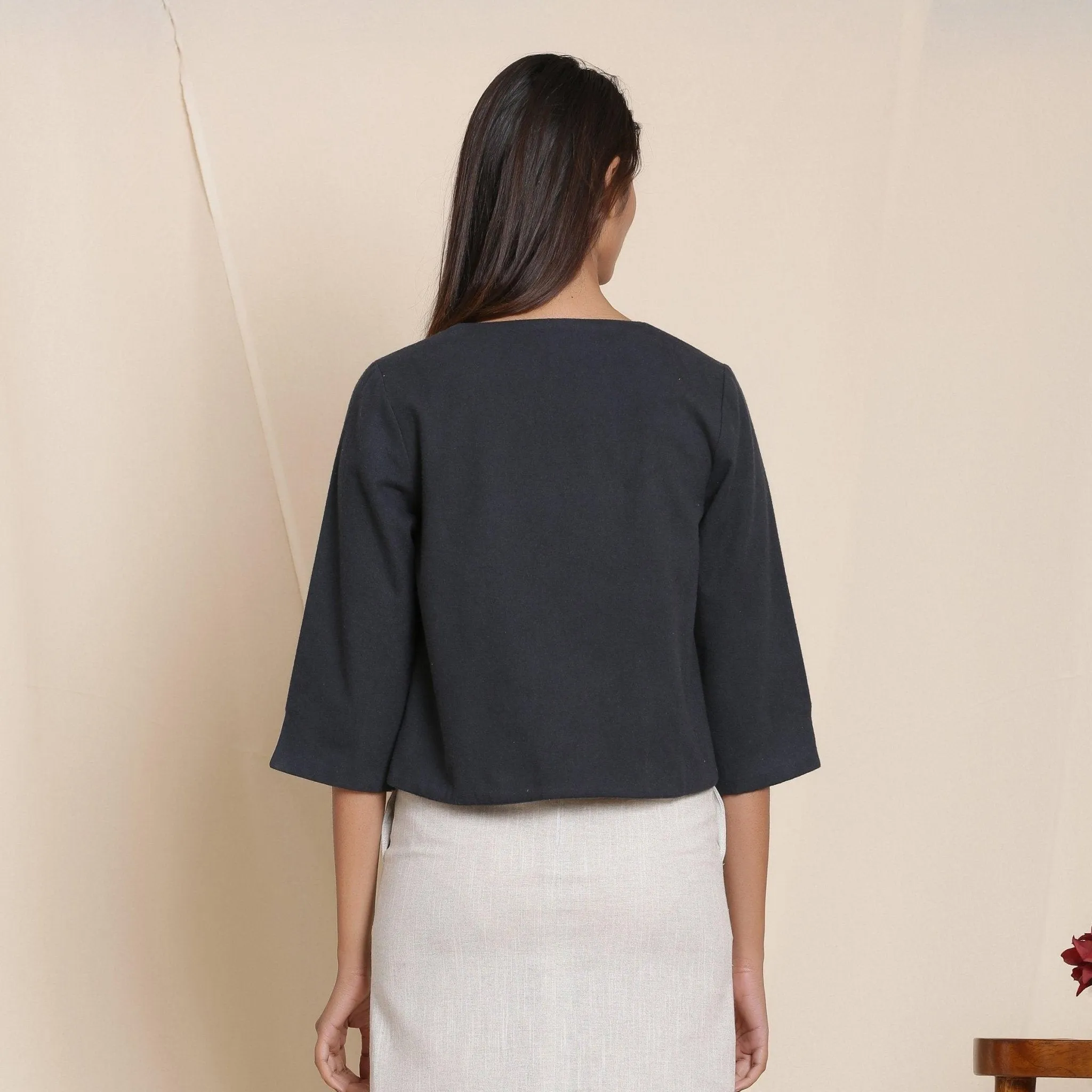 Reversible Warm Cotton Flannel Short Jacket