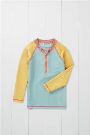 Ribbed Kids Long Sleeve Rash Vest - Pistachio