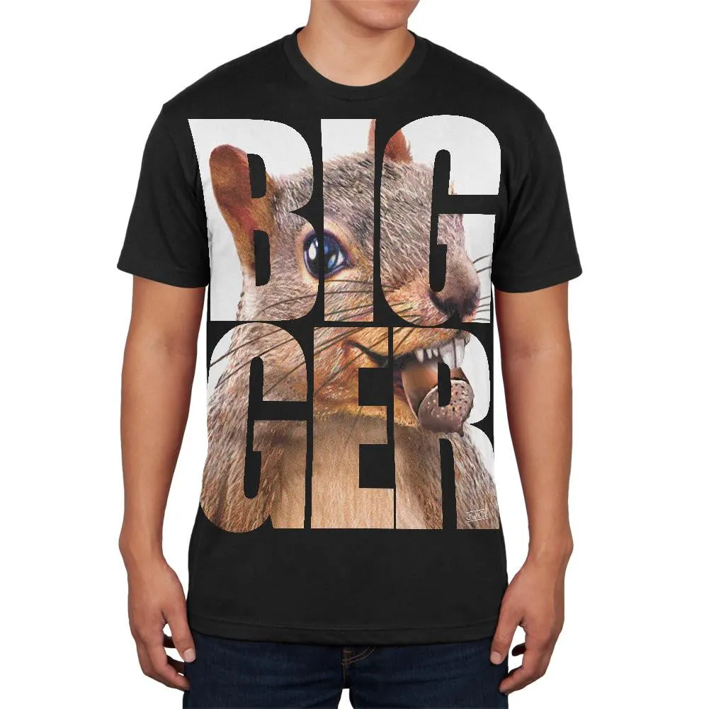 Size Does Matter Squirrel Nuts Funny Black Adult Soft T-Shirt