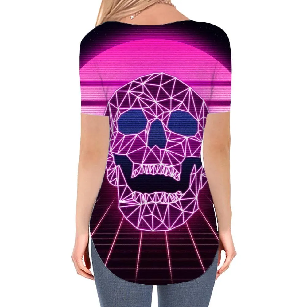 Skull T Shirt Women Moon T-shirts 3d Harajuku V-neck Tshirt Hip Hop Funny T shirts