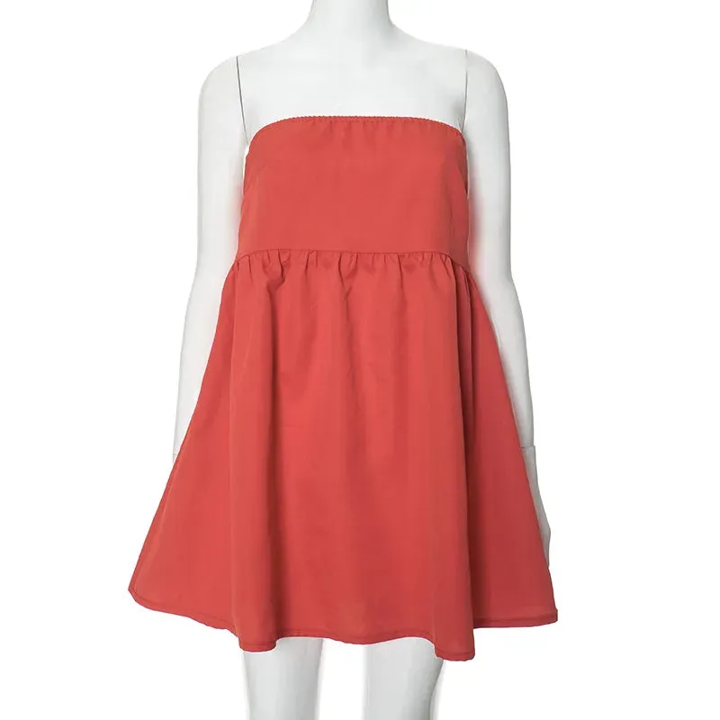 Solid Tube Stylish Bandeau Mini Dress