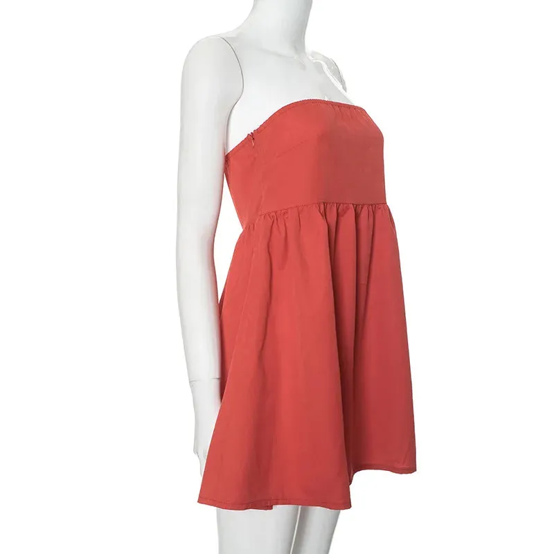 Solid Tube Stylish Bandeau Mini Dress