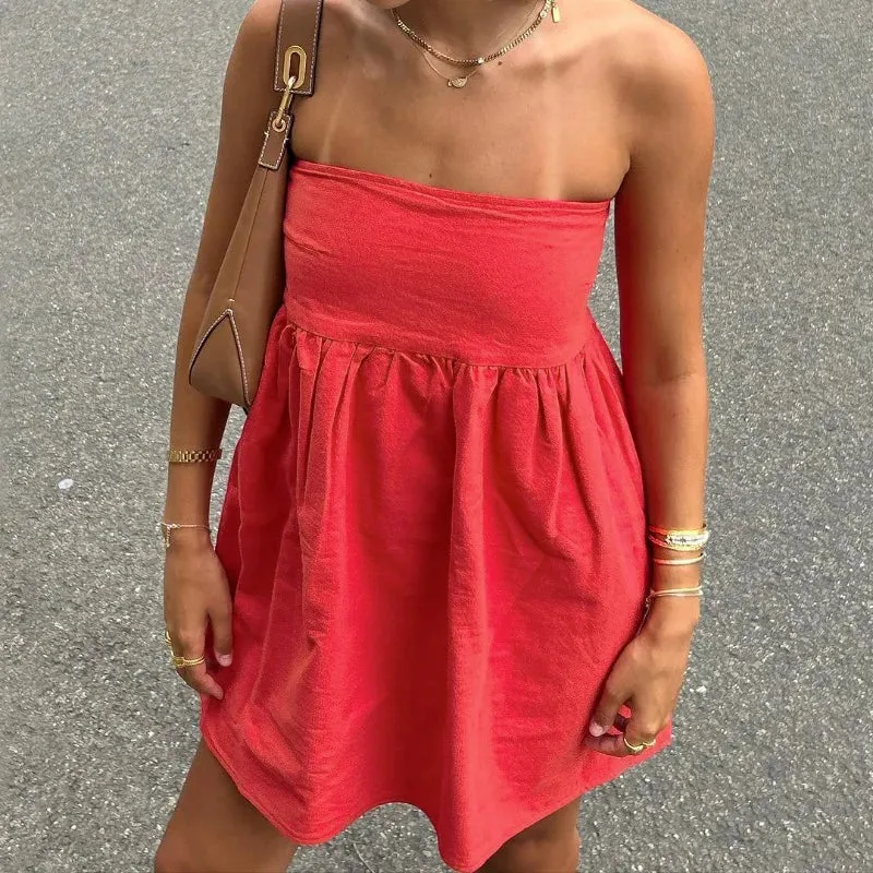 Solid Tube Stylish Bandeau Mini Dress
