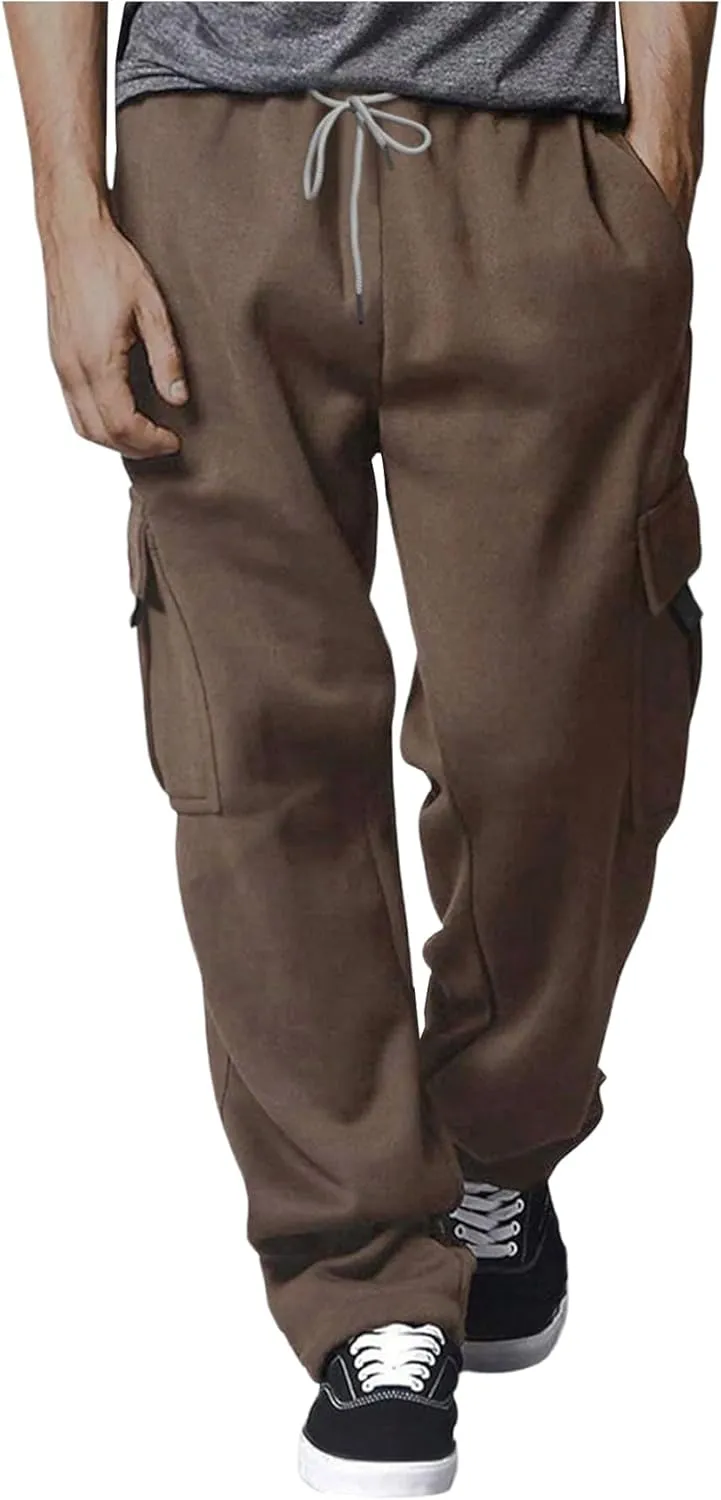 SOLY HUX Men's Sweatpants Drawstring Waist Flap Pocket Baggy Long Pants