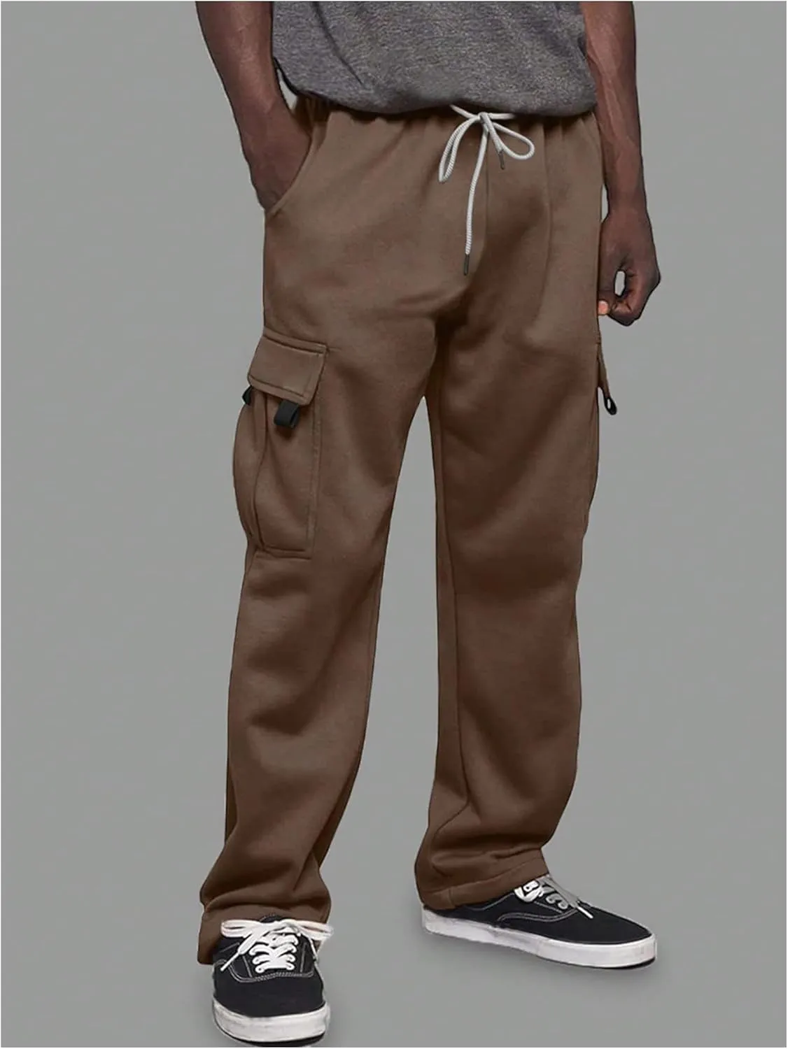 SOLY HUX Men's Sweatpants Drawstring Waist Flap Pocket Baggy Long Pants