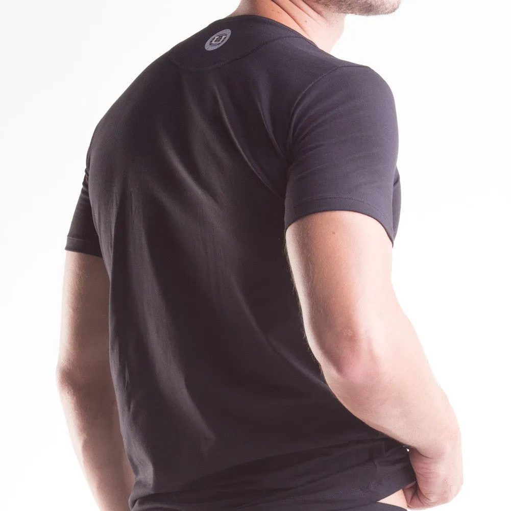 Unico Classic V-Neck Short Sleeve Black in Cotton
