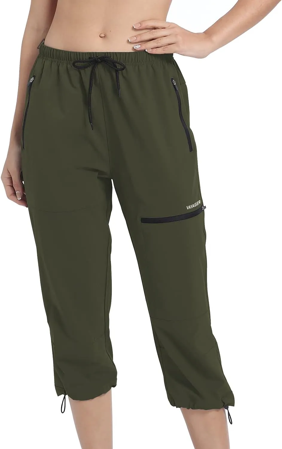VAYAGER Sports Women's Outdoor Hiking Capri Pants Loose-Fit Lightweight with Zipper Pockets