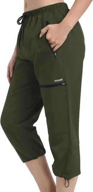 VAYAGER Sports Women's Outdoor Hiking Capri Pants Loose-Fit Lightweight with Zipper Pockets