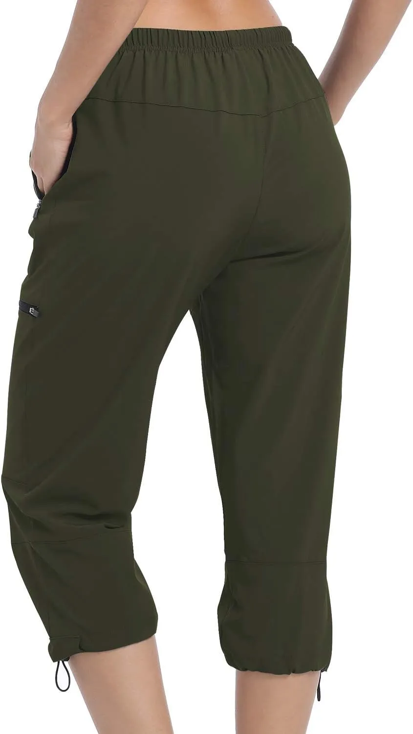 VAYAGER Sports Women's Outdoor Hiking Capri Pants Loose-Fit Lightweight with Zipper Pockets