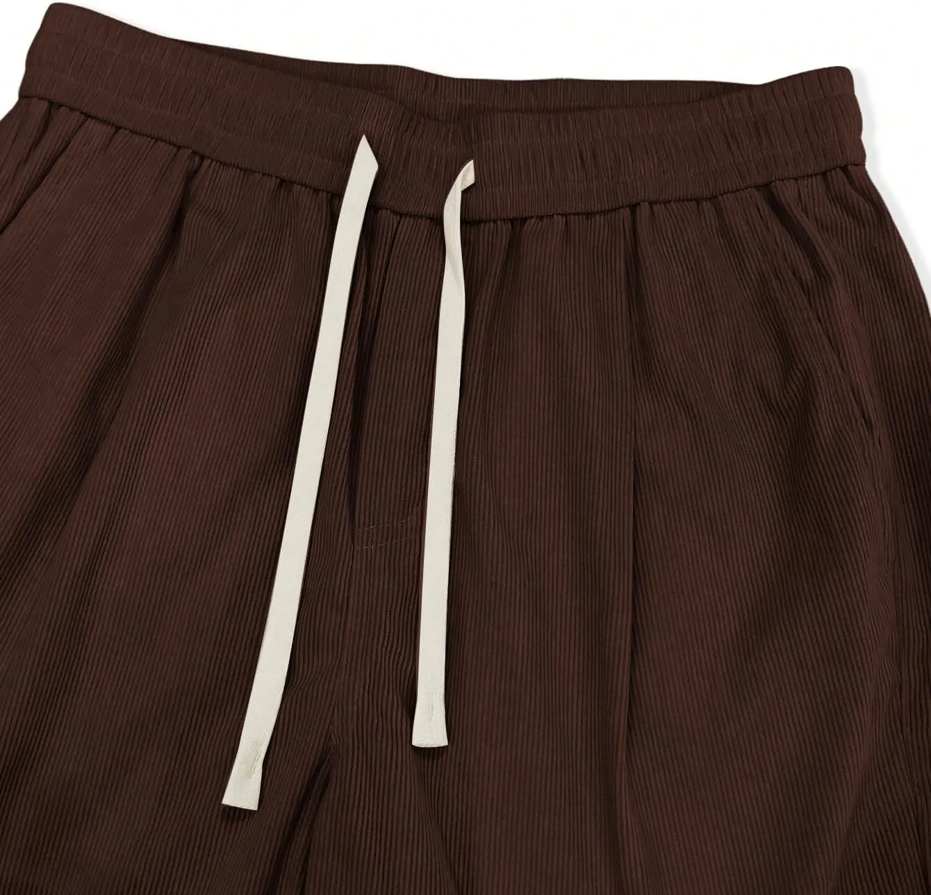 Verdusa Men's Casual Drawstring Elastic Waist Wide Leg Pants Long Trousers with Pockets