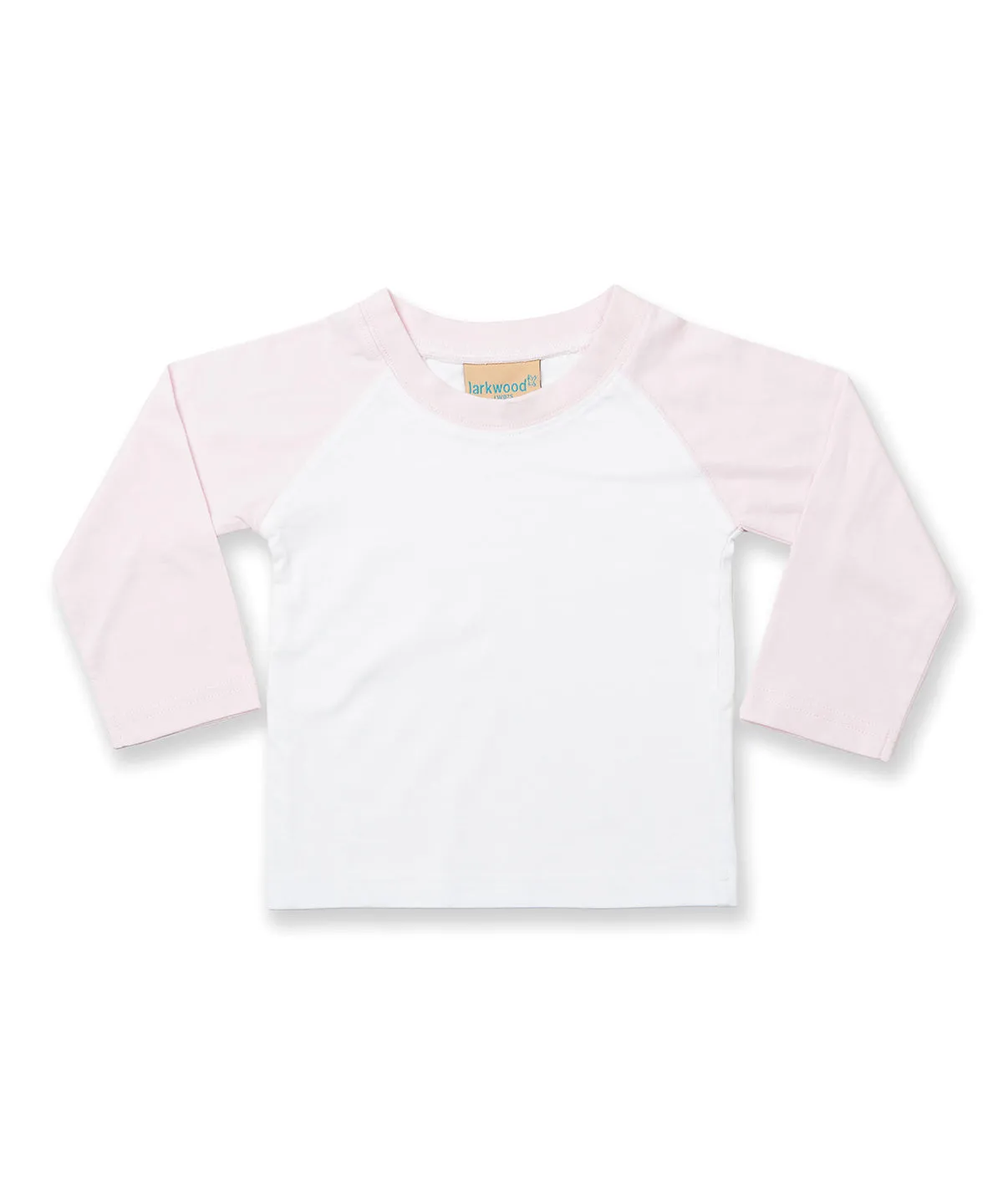 White/Pale Pink - Long sleeve baseball t-shirt