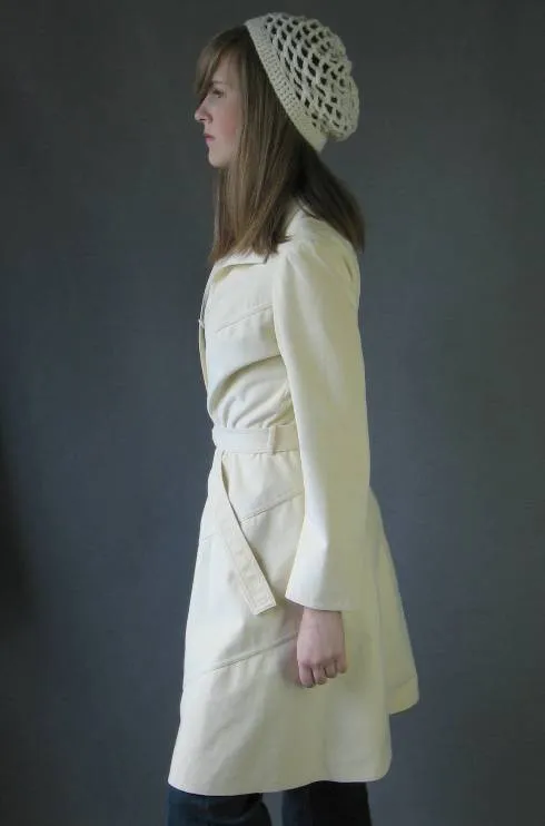 Women's 70s Trench Coat Mod Vintage Spy Girl White Ultra Suede Medium Samuel Robert VFG