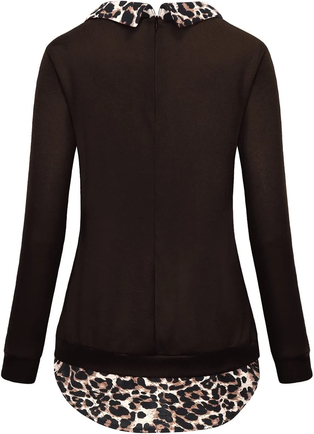 Women's Classy Lapel Collar Long Sleeve Curved Hem Tunic Sweatshirt