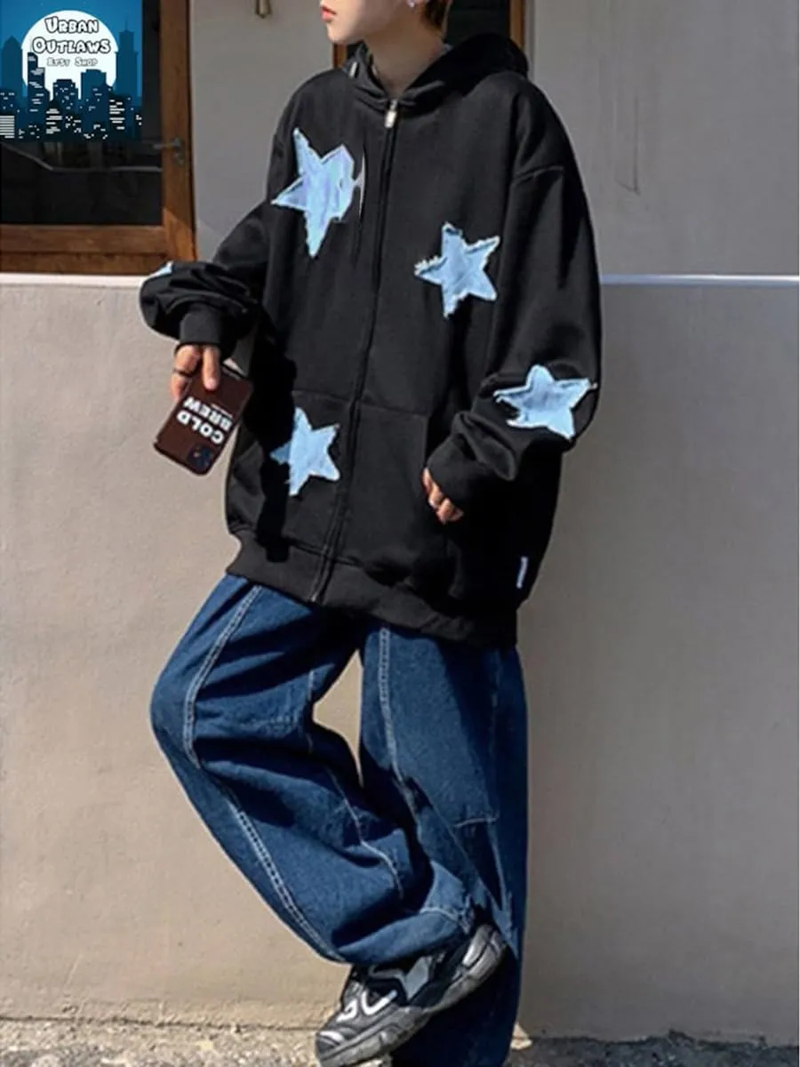 Y2K Hoodie Women Men Zip Up Grunge Aesthetic Hoodies Casual Vintage Oversized Pullover Sweatshirt Harajuku Jacket