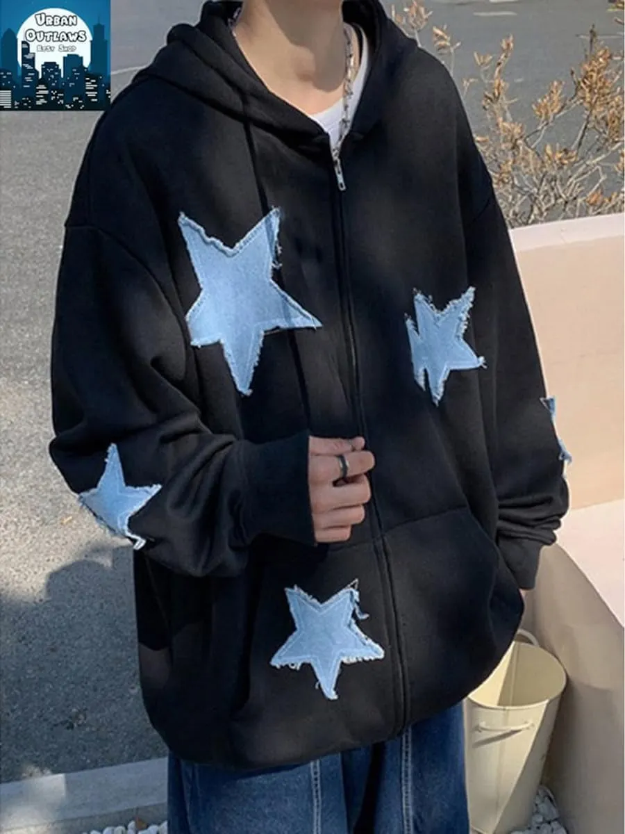 Y2K Hoodie Women Men Zip Up Grunge Aesthetic Hoodies Casual Vintage Oversized Pullover Sweatshirt Harajuku Jacket