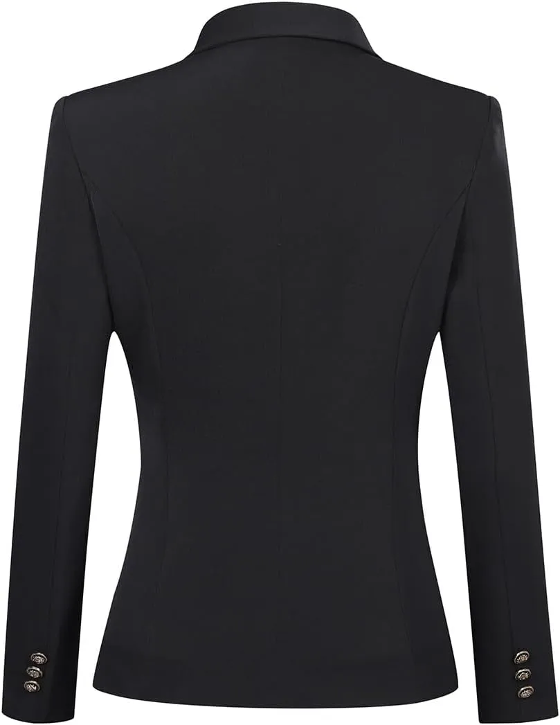 YUNCLOS Women's 2 Piece Double Breasted Suit Set Two Button Blazer and Pants