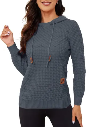 Zaitun Womens Hoodies Long Sleeve Sweatshirts Fashion Slim Waffle Casual Basic Drawstring Pullover Sweater