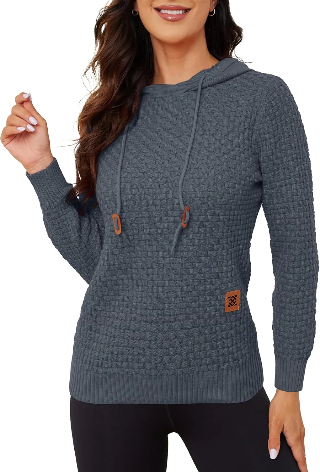 Zaitun Womens Hoodies Long Sleeve Sweatshirts Fashion Slim Waffle Casual Basic Drawstring Pullover Sweater